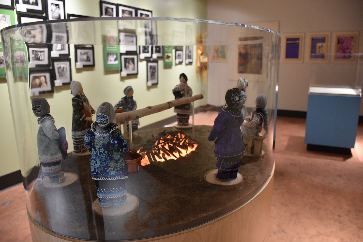 Clan mothers in beadwork display