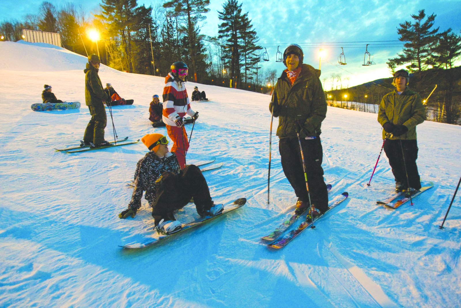 Skiers and boarders at Swain Resort